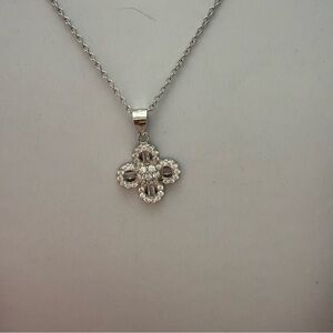 925 sterling Silver CZ Clover Pendant Necklace - Women's Jewelry